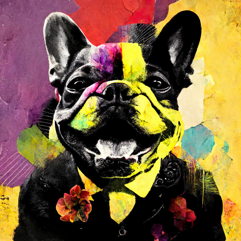 Digitaler Download Französische Bulldogge „Frenchie“ Bunt und farbenfroh, Deko Design, Deko Art