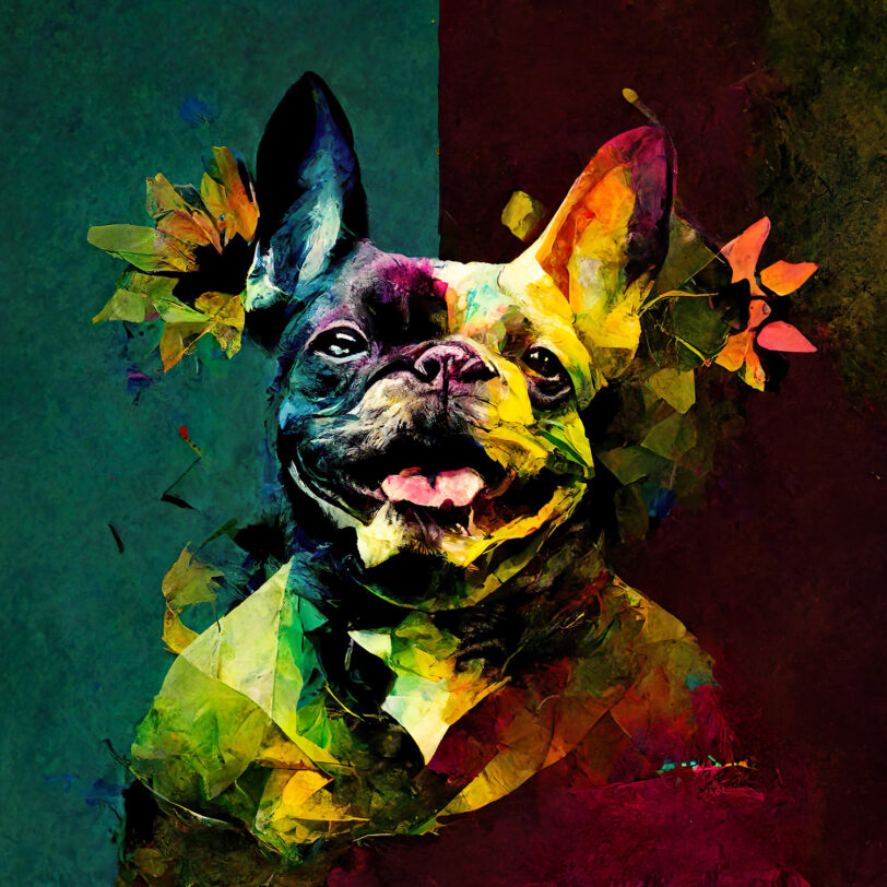 Digitaler Download Französische Bulldogge „Frenchie“ Bunt und farbenfroh, Deko Design, Deko Art