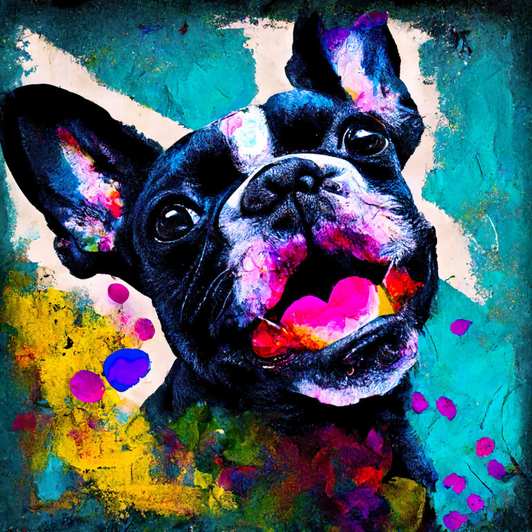 Digitaler Download Französische Bulldogge „Frenchie“ Farbenfroh Bunt, Deko Art