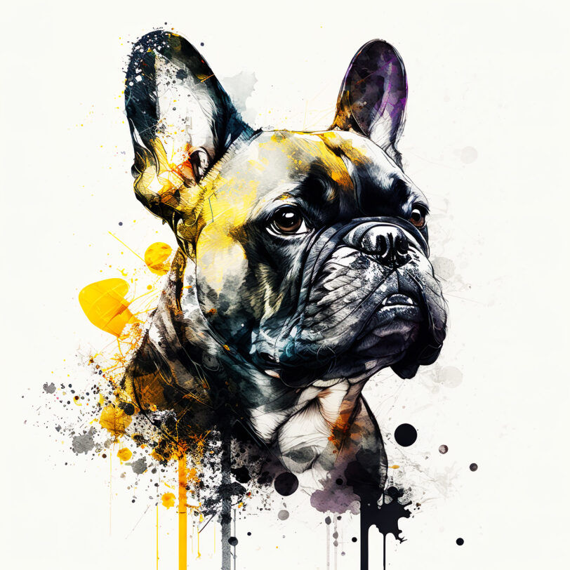 Digitaler Download Französische Bulldogge „Frenchie“ Farbenfroh Bunt, Deko Art