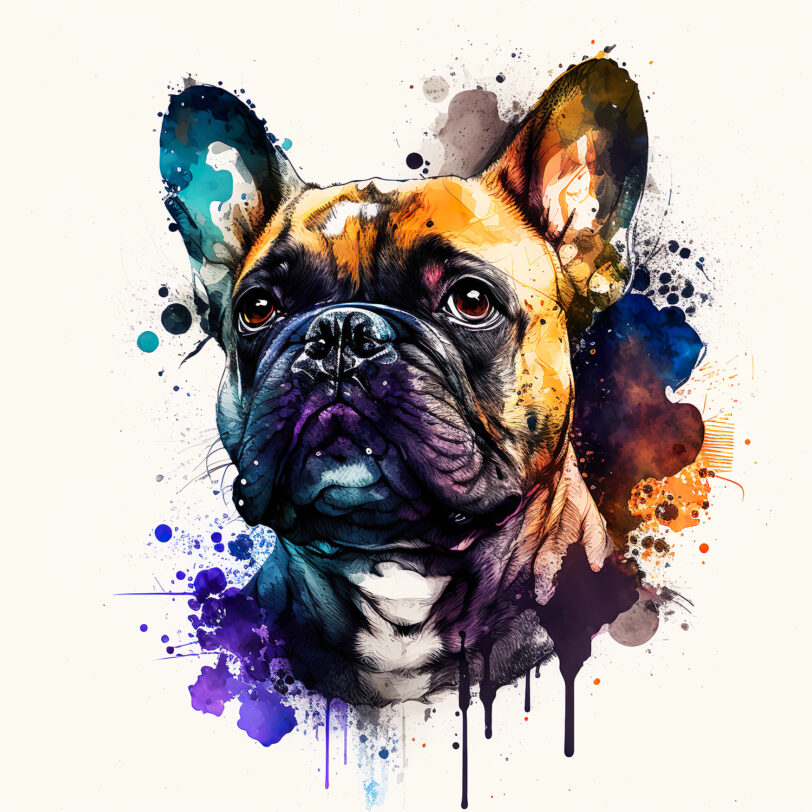 Digitaler Download Französische Bulldogge „Frenchie“ Farbenfroh Bunt, Deko Art