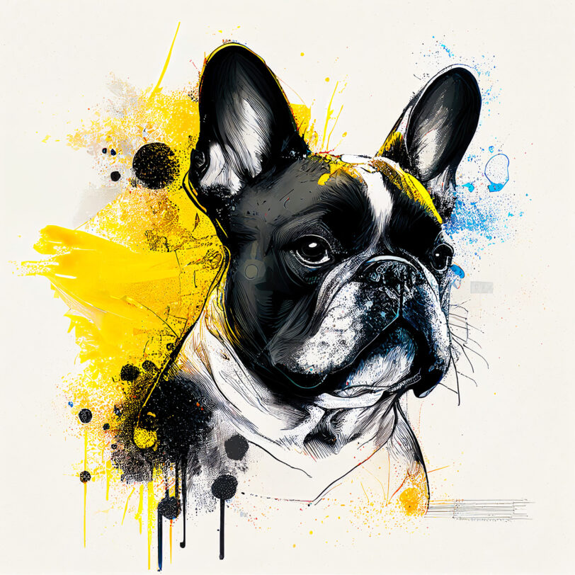 Digitaler Download Französische Bulldogge „Frenchie“ Farbenfroh Bunt, Deko Art