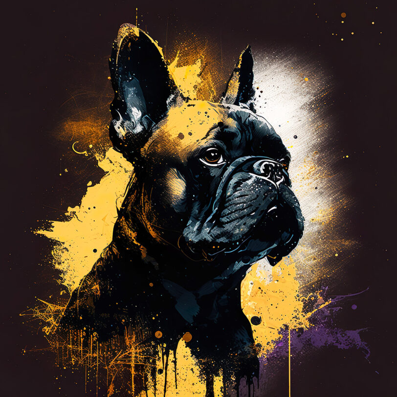 Digitaler Download Französische Bulldogge „Frenchie“ Farbenfroh Bunt, Deko Art