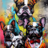 Digitaler Download Französische Bulldogge „Frenchie“ Familienportrait, Deko Art, Street Art, Grafity Art