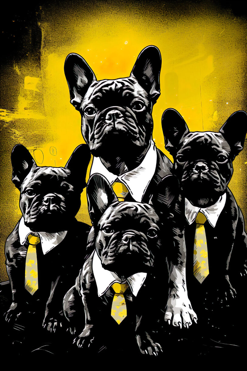 Digitaler Download Französische Bulldogge „Frenchie“ Familienportrait, Deko Art, Street Art