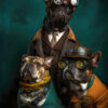 Digitaler Download Französische Bulldogge „Frenchie“ Familienportrait, Deko Art, Street Art, Steampunk Art