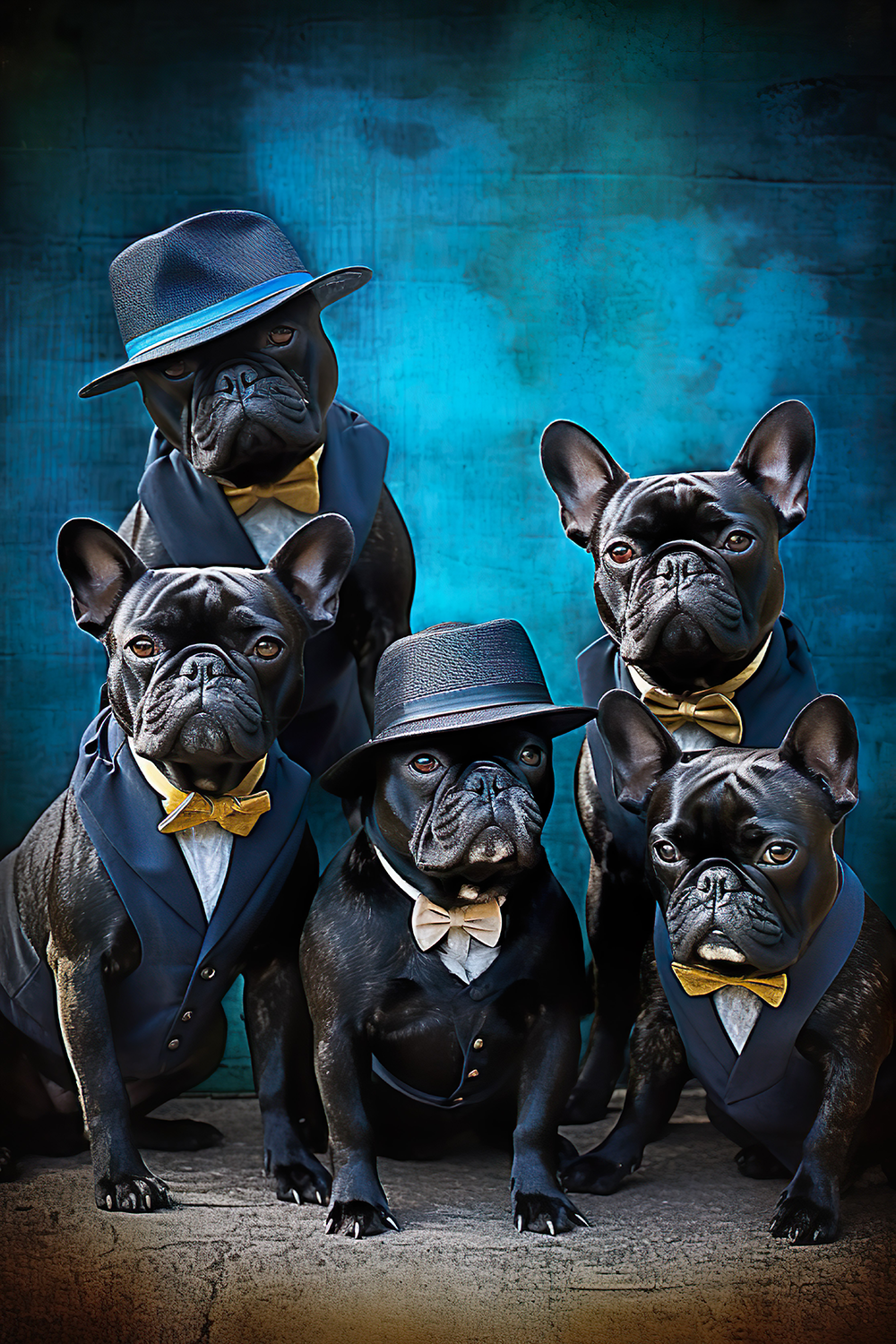 Digital Download French Bulldog "Frenchie" Family Portrait, Deco Art 2