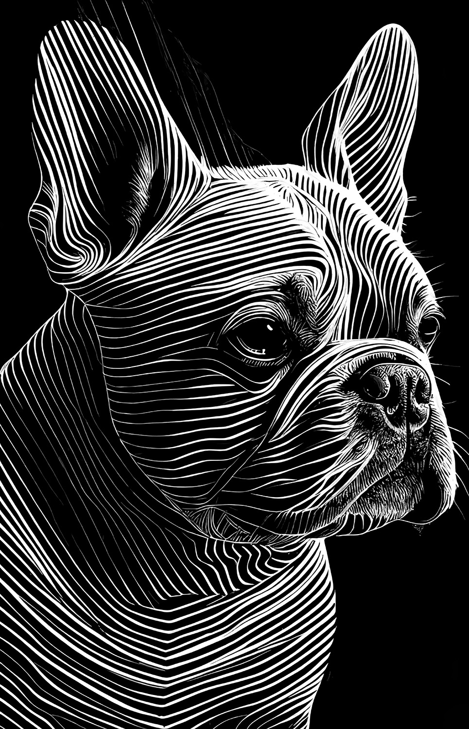 Digitaler Download Französische Bulldogge „Frenchie“ Schwarz & Weiß, Deko Design, Deko Art