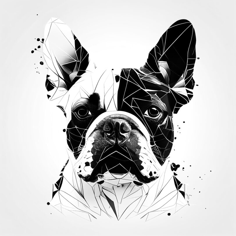 Digitaler Download Französische Bulldogge „Frenchie“ Schwarz & Weiß, Deko Design, Deko Art