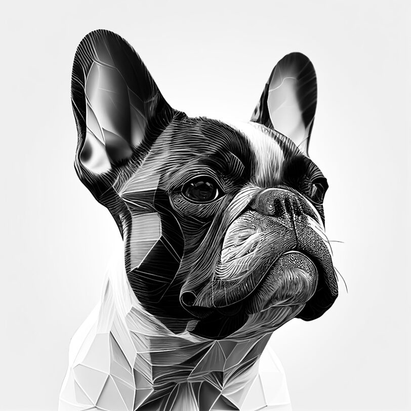 Digitaler Download Französische Bulldogge „Frenchie“ Schwarz & Weiß, Deko Design, Deko Art