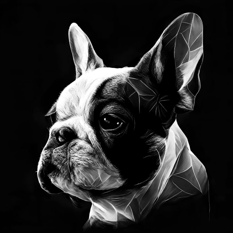 Digitaler Download Französische Bulldogge „Frenchie“ Schwarz & Weiß, Deko Design, Deko Art