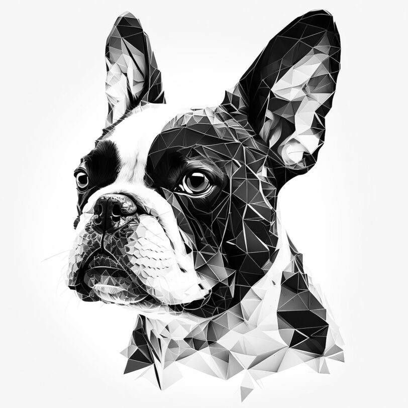 Digitaler Download Französische Bulldogge „Frenchie“ Schwarz & Weiß, Deko Design, Deko Art