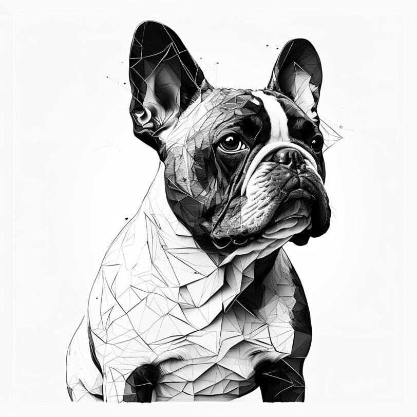 Digitaler Download Französische Bulldogge „Frenchie“ Schwarz & Weiß, Deko Design, Deko Art