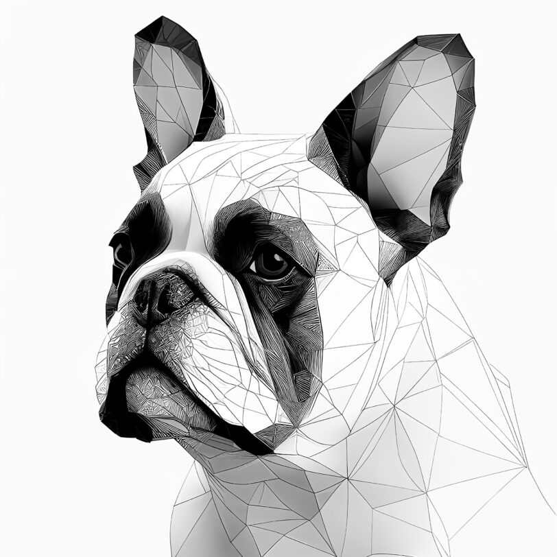 Digitaler Download Französische Bulldogge „Frenchie“ Schwarz & Weiß, Deko Design, Deko Art