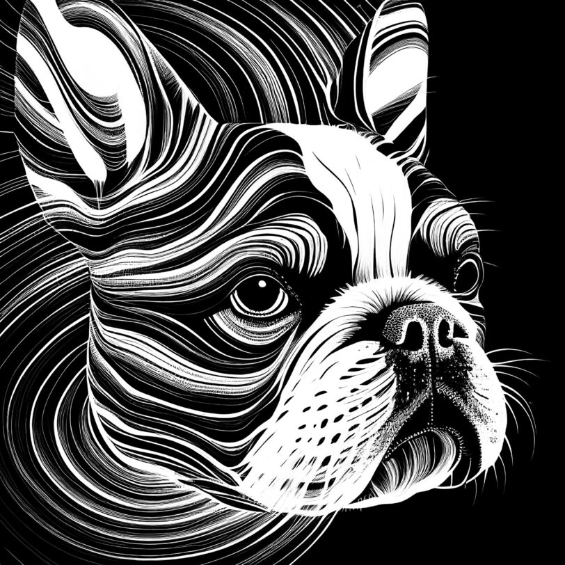 Digitaler Download Französische Bulldogge „Frenchie“ Schwarz & Weiß, Deko Design, Deko Art