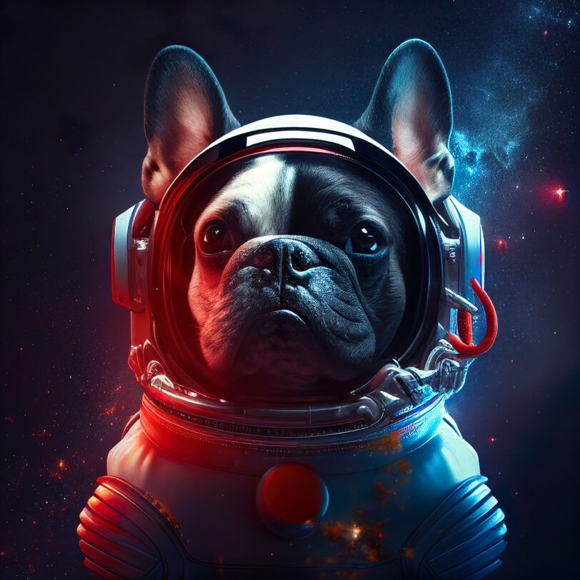 Digitaler Download Französische Bulldogge „Frenchie“ Kids Motiv, Astronaut Frenchie, Weltraum