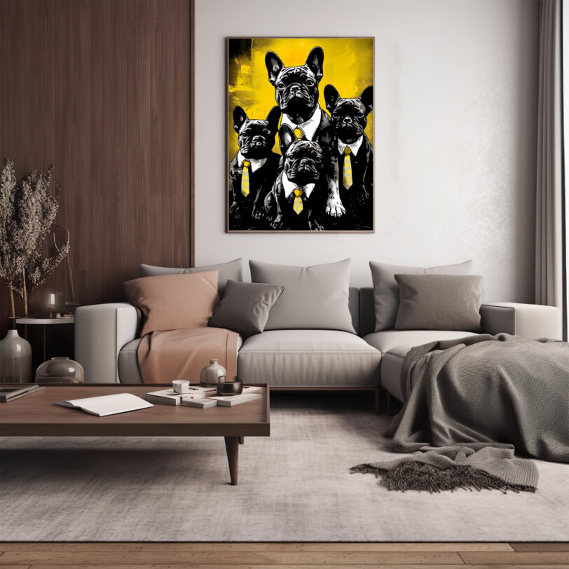 Digitaler Download Französische Bulldogge „Frenchie“ Familienportrait, Deko Art, Street Art