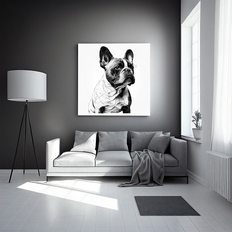 Digitaler Download Französische Bulldogge „Frenchie“ Schwarz & Weiß, Deko Design, Deko Art