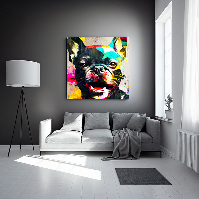 Digitaler Download Französische Bulldogge „Frenchie“ Farbenfroh Bunt, Deko Art