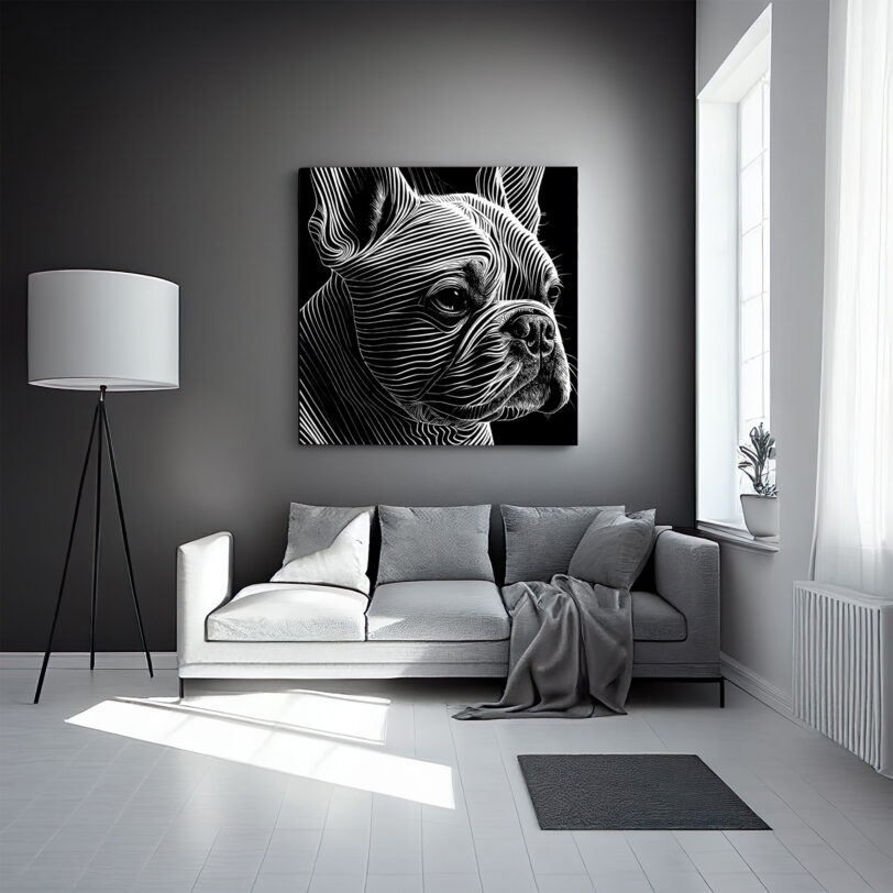 Digitaler Download Französische Bulldogge „Frenchie“ Schwarz & Weiß, Deko Design, Deko Art