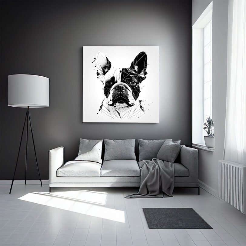 Digitaler Download Französische Bulldogge „Frenchie“ Schwarz & Weiß, Deko Design, Deko Art