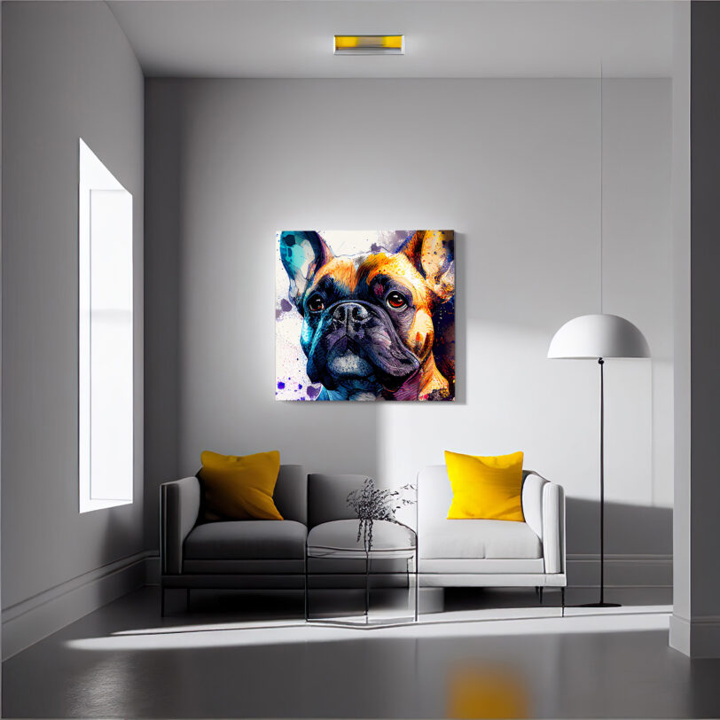 Digitaler Download Französische Bulldogge „Frenchie“ Farbenfroh Bunt, Deko Art