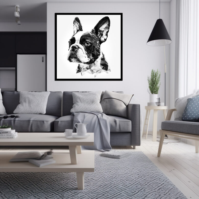 Digitaler Download Französische Bulldogge „Frenchie“ Schwarz & Weiß, Deko Design, Deko Art