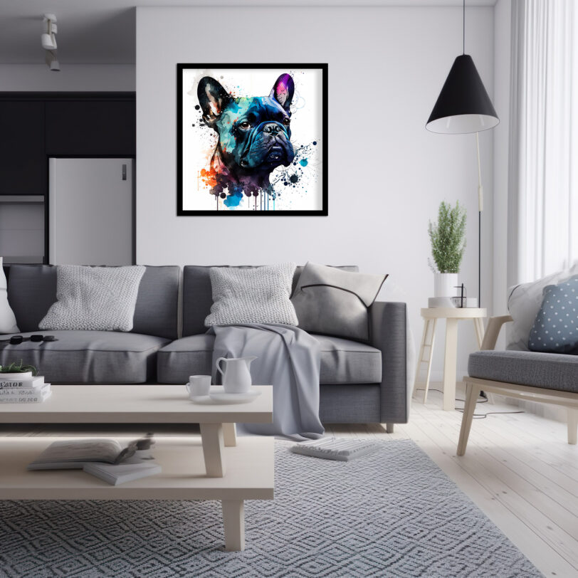 Digitaler Download Französische Bulldogge „Frenchie“ Farbenfroh Bunt, Deko Art