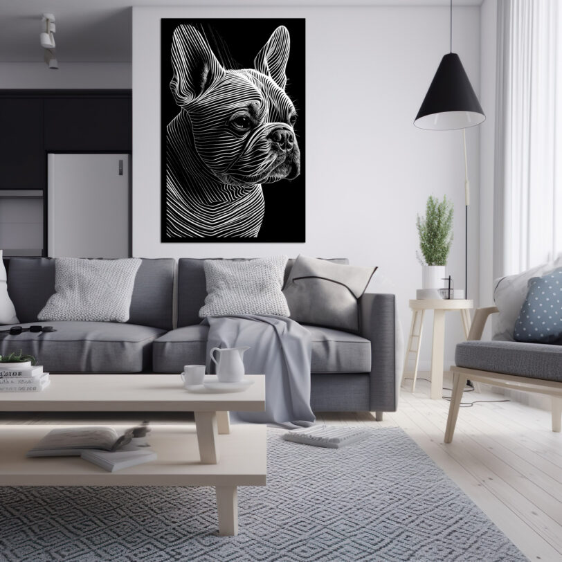 Digitaler Download Französische Bulldogge „Frenchie“ Schwarz & Weiß, Deko Design, Deko Art