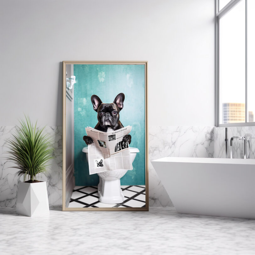 Digitaler Download Französische Bulldogge „Frenchie“ Badezimmer Deko, Deko Art, WC