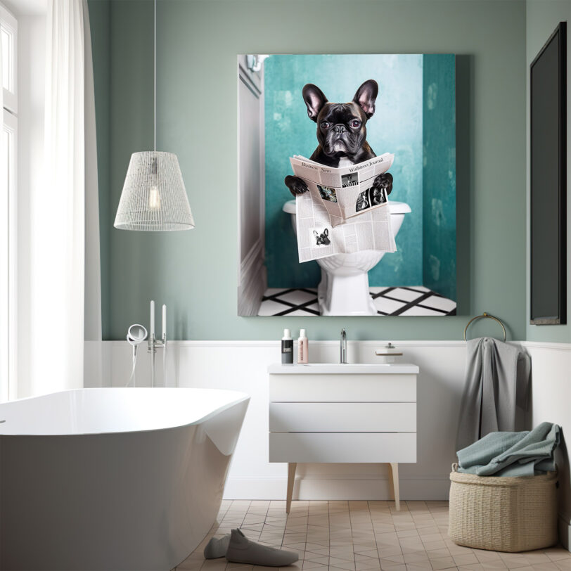 Digitaler Download Französische Bulldogge „Frenchie“ Badezimmer Deko, Deko Art, WC