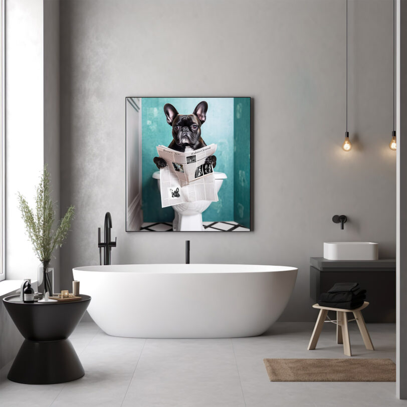 Digitaler Download Französische Bulldogge „Frenchie“ Badezimmer Deko, Deko Art, WC