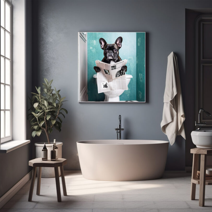 Digitaler Download Französische Bulldogge „Frenchie“ Badezimmer Deko, Deko Art, WC