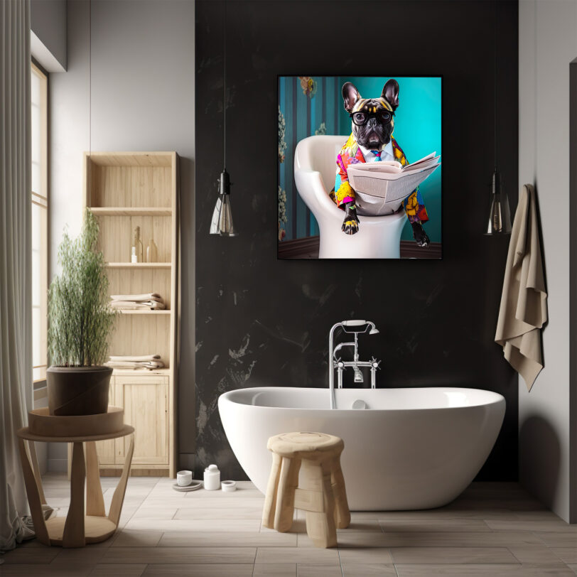 Digitaler Download Französische Bulldogge „Frenchie“ Badezimmer Deko Portrait 2, Deko Art