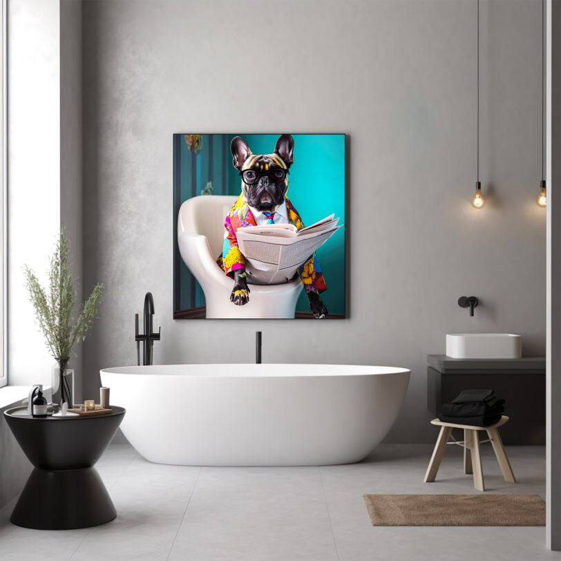 Digitaler Download Französische Bulldogge „Frenchie“ Badezimmer Deko Portrait 2, Deko Art