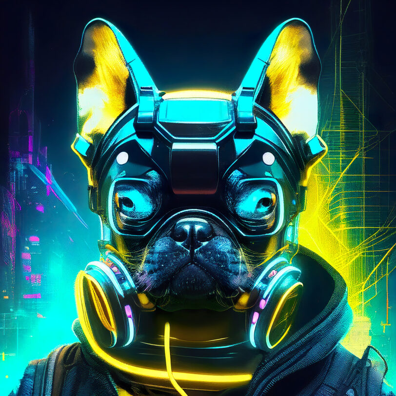 Digitaler Download Französische Bulldogge "Frenchie" Modern Neon Art Design, Deko Design, Neon Art