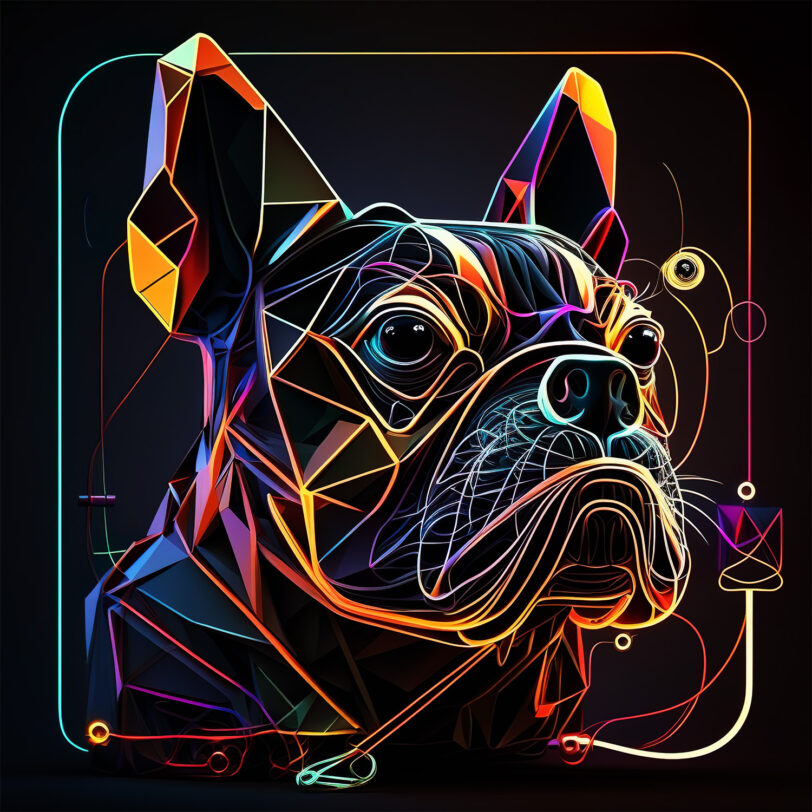 Digitaler Download Französische Bulldogge „Frenchie“ Modern Neon Art Design, Deko Design, Neon Art