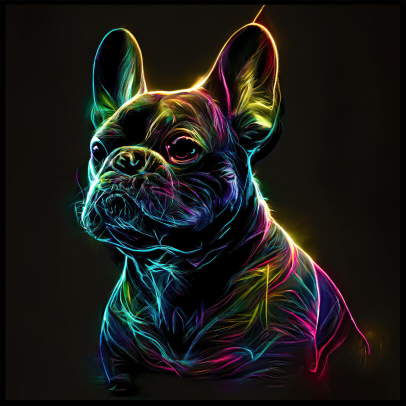 Digitaler Download Französische Bulldogge „Frenchie“ Modern Neon Art Design, Deko Design, Neon Art