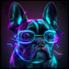 Digitaler Download Französische Bulldogge „Frenchie“ Modern Neon Art Design, Deko Design, Neon Art