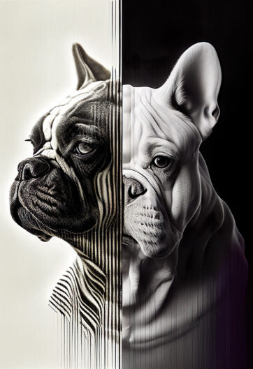 Digital Download French Bulldog Frenchie Family Portrait, Retro