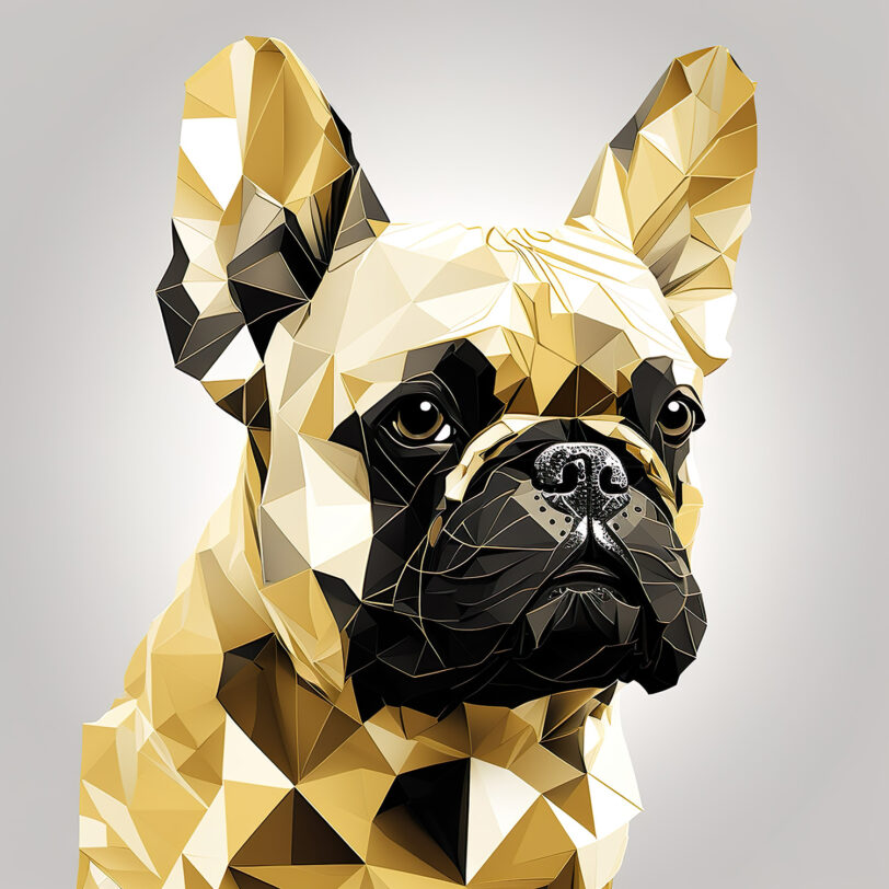 Digitaler Download Französische Bulldogge "Frenchie" Gold-Schwarz-Weiss Poly Design, Deko Design, Deko Art