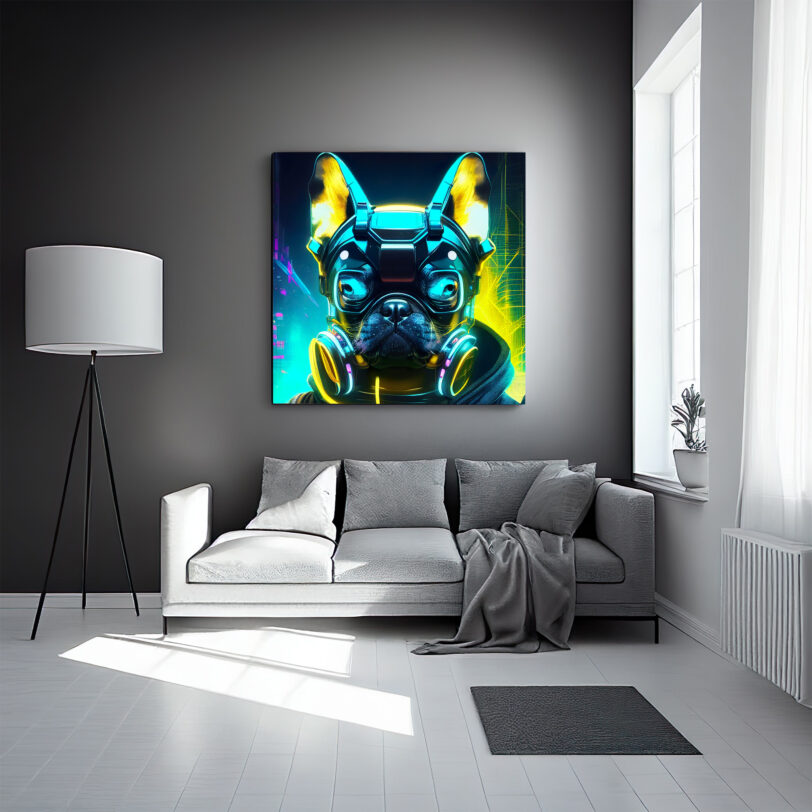 Digitaler Download Französische Bulldogge "Frenchie" Modern Neon Art Design, Deko Design, Neon Art