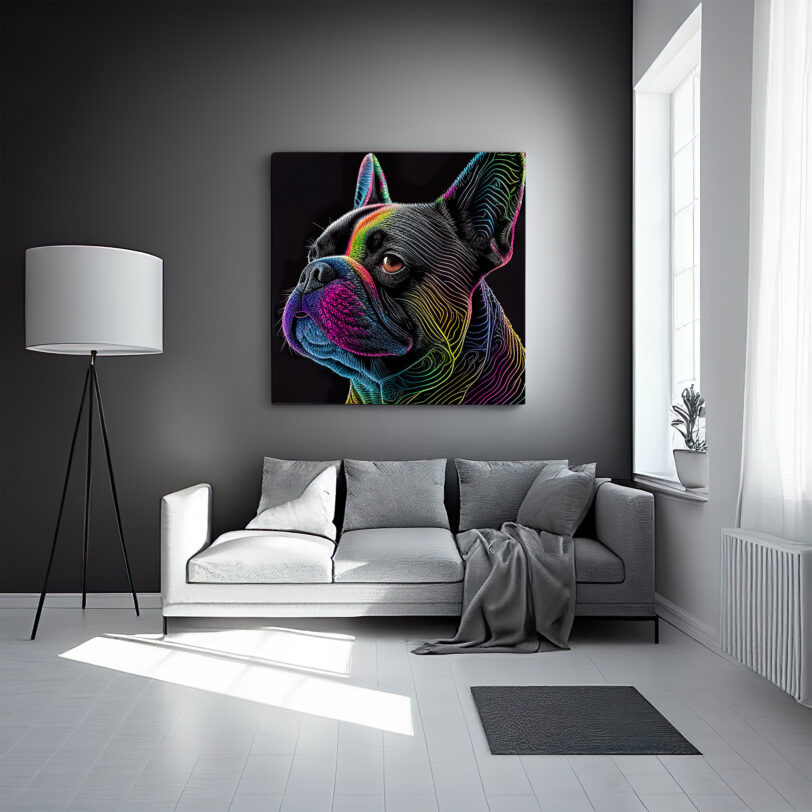 Digitaler Download Französische Bulldogge „Frenchie“ Modern Neon Art Design, Deko Design, Neon Art