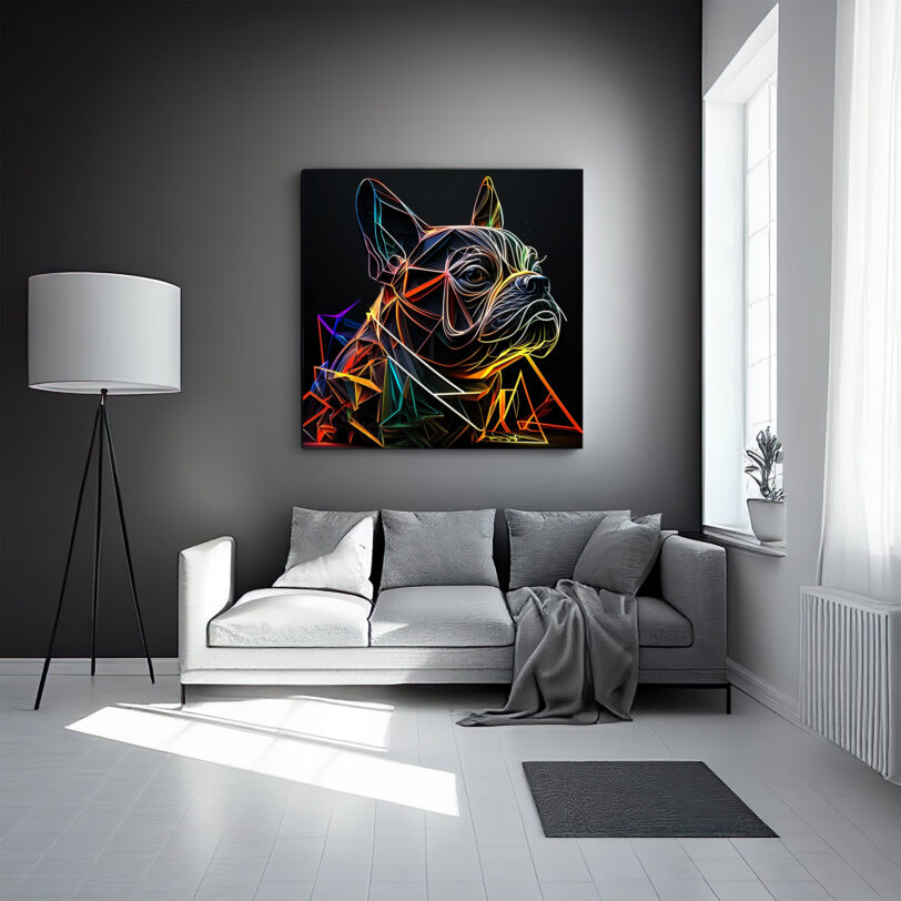 Digitaler Download Französische Bulldogge „Frenchie“ Modern Neon Art Design, Deko Design, Neon Art