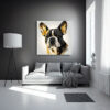 Digitaler Download Französische Bulldogge „Frenchie“ Gold-Schwarz-Weiss Poly Design, Deko Design, Deko Art