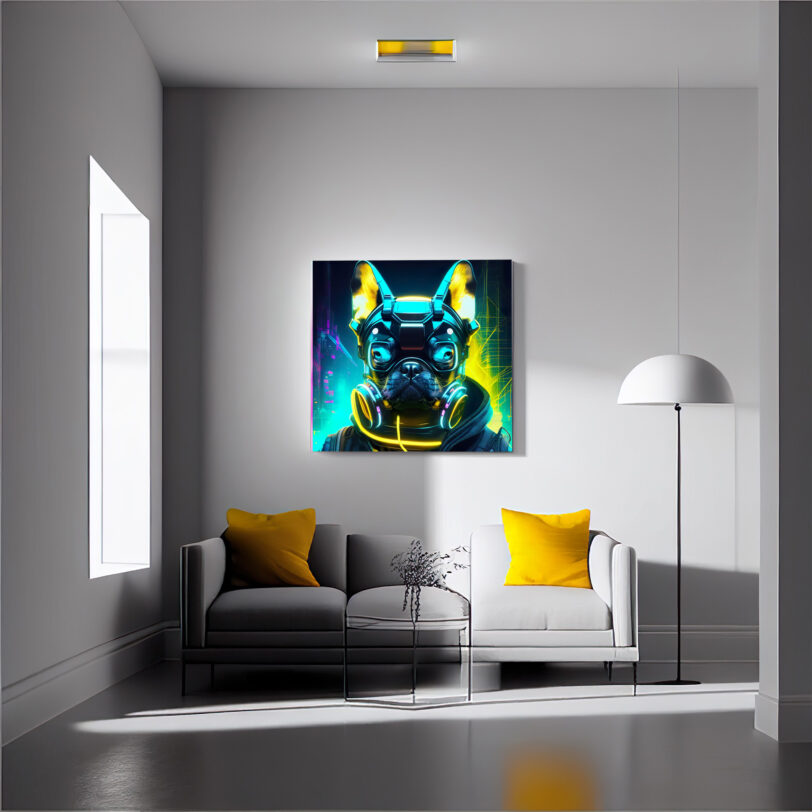 Digitaler Download Französische Bulldogge "Frenchie" Modern Neon Art Design, Deko Design, Neon Art