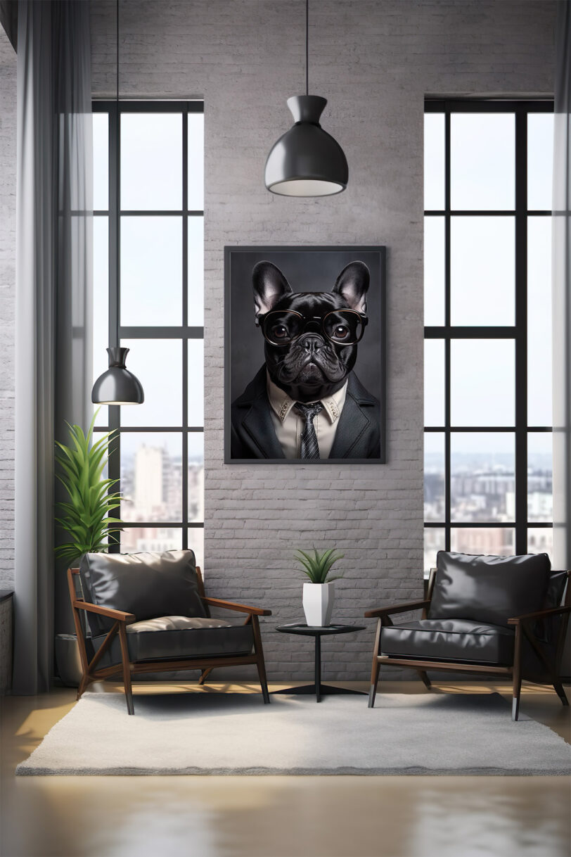 Digitaler Download Französische Bulldogge „Frenchie“ Portrait modern, Deko Art, portrait, frenchie portrait