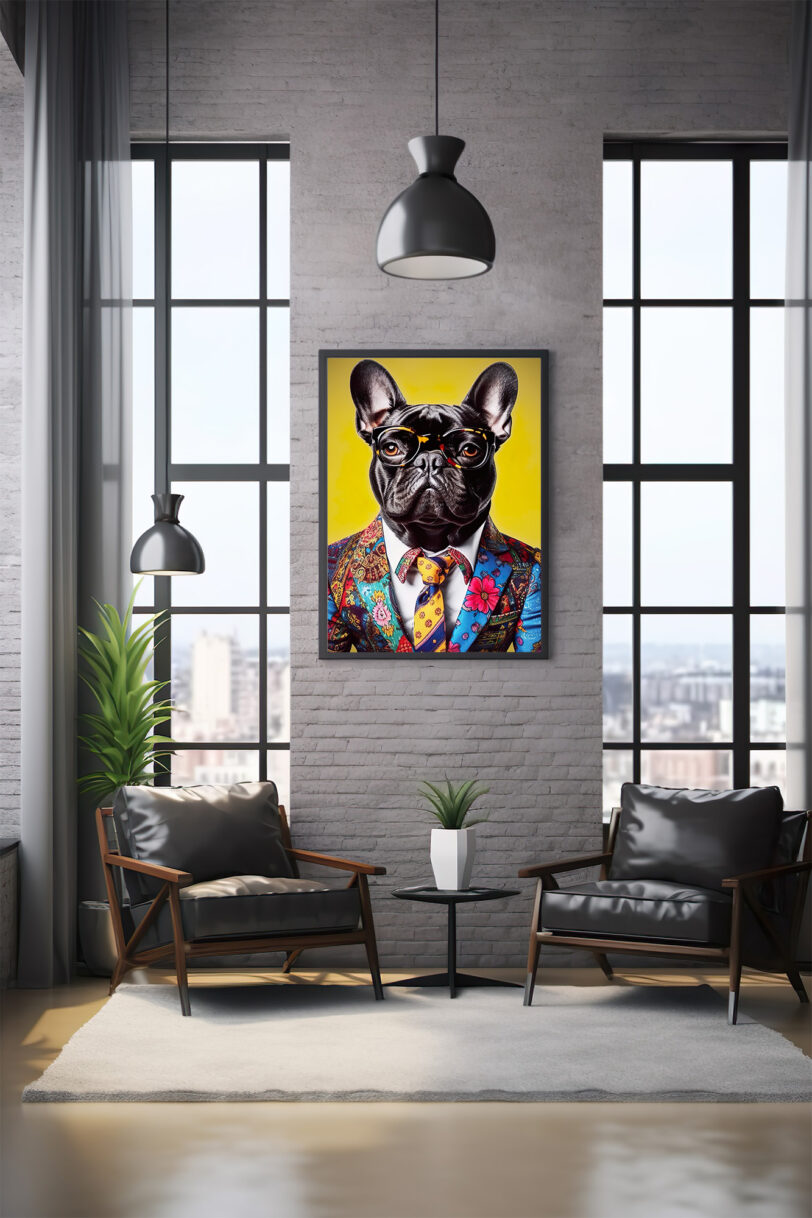 Digitaler Download Französische Bulldogge „Frenchie“ portrait, Deko Art, Bulldoggen Anzug Art Design