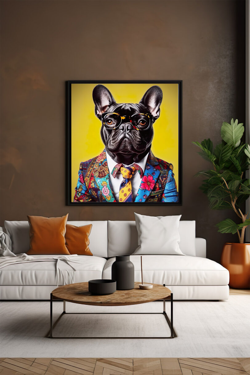 Digitaler Download Französische Bulldogge „Frenchie“ portrait, Deko Art, Bulldoggen Anzug Art Design