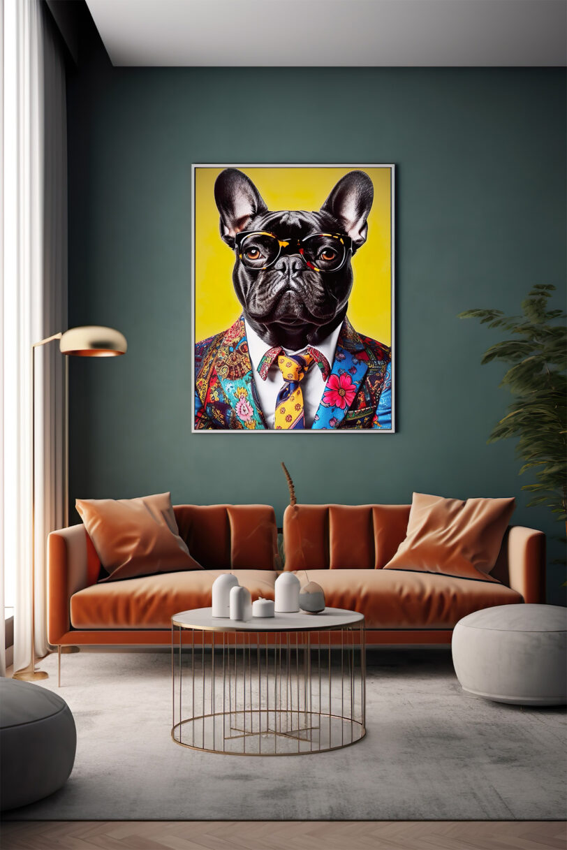 Digitaler Download Französische Bulldogge „Frenchie“ portrait, Deko Art, Bulldoggen Anzug Art Design